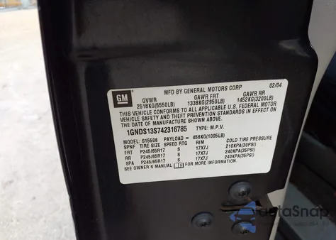 2004 Chevrolet Trailblazer Lt from USA, damaged, VIN 1GNDS13S742316785